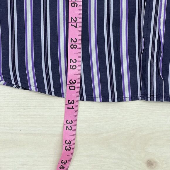 Hugo Boss Button Down Long Sleeve Dress Shirt Men XL Striped Purple Cotton - Picture 9 of 14